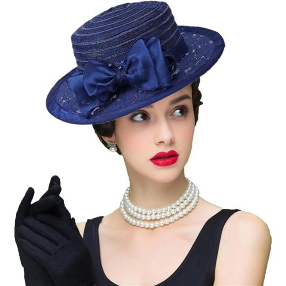 Women's Kentucky Derby Church Dress Hat Wide Brim Leaf Flower Bridal Shower Hat